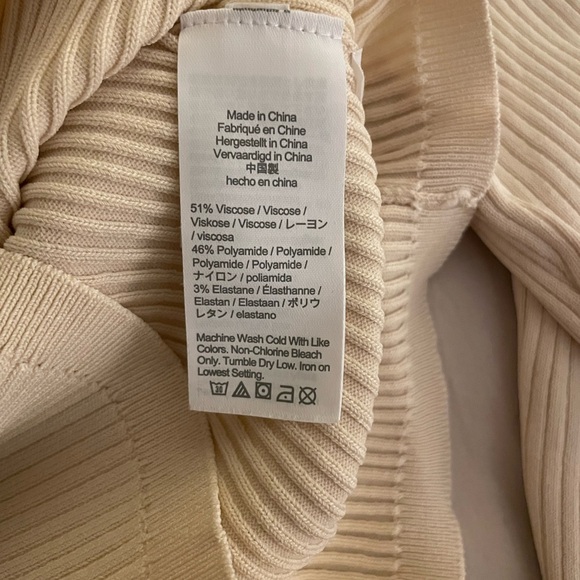 J.Crew Ribbed Sweater Women Small Ivory Viscose Stretch Crew Neck Long Sleeve - Picture 3 of 4